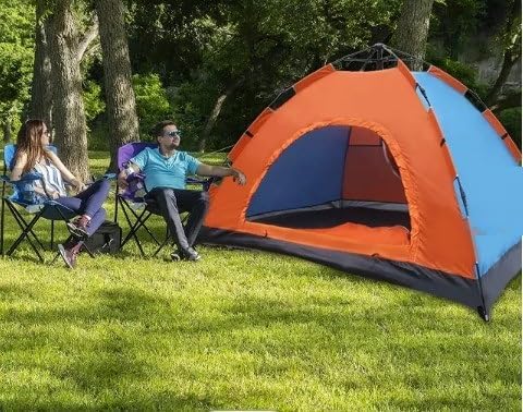 olyester Automatic Pop Up Camping Tent - Hydraulic Dome Tent for Camping, Hiking, Travel, Picnic, Fishing, Beach - Includes Carrybag (3 Person-Automatic Hydraulic Tent), Multicolor