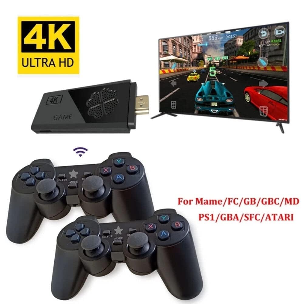 U8 Mini TV Video Game Console Stick 2.4g Wireless Gamepad Controller USB Built-in 10000+ Classic Wireless Console Stick 8 Bit Mini Retro Controller HDMI Output Dual Player- 4K Ultra HD Games