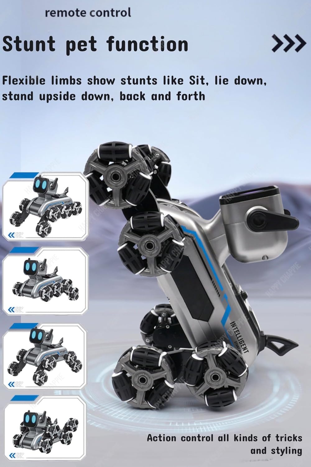 Smart RC Robot Dog Car 8WD – 2.4GHz Remote & Gesture Sensor Control, 360° Stunt Car with LED Lights & Music, Rechargeable Robot Toy