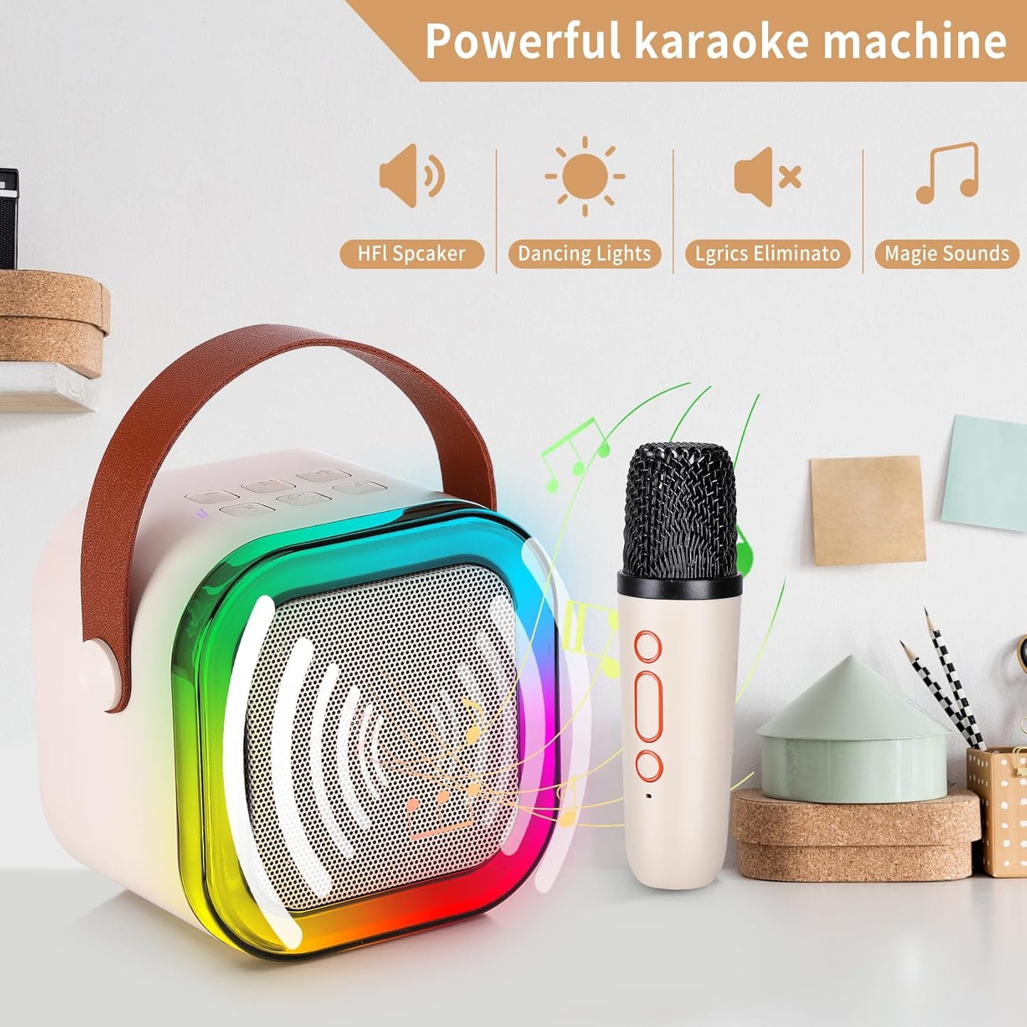 MINI CAROAKE MACHINE WITH 2 WIRELESS MICROPHONES