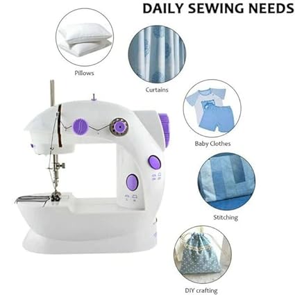 Mini Sewing Machine for Home Tailoring Use | Mini Silai Machine (White & Purple)