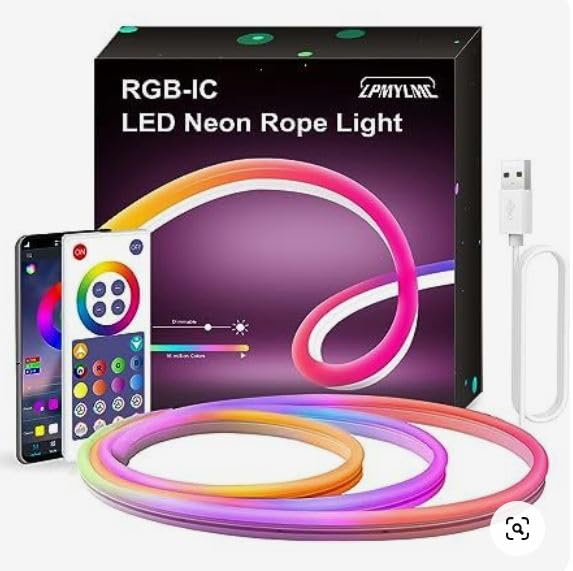 Neon LED Strip, RGBIC Neon WiFi LED Strips with App Control, DIY Color Changing Light, Music Sync, Neon Light Strip for Living Room, Bedroom(3 Meters)