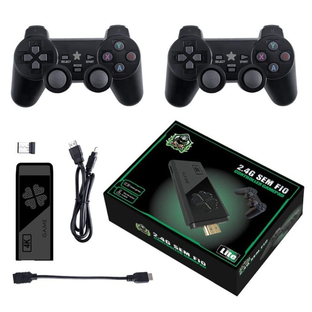 U8 Mini TV Video Game Console Stick 2.4g Wireless Gamepad Controller USB Built-in 10000+ Classic Wireless Console Stick 8 Bit Mini Retro Controller HDMI Output Dual Player- 4K Ultra HD Games