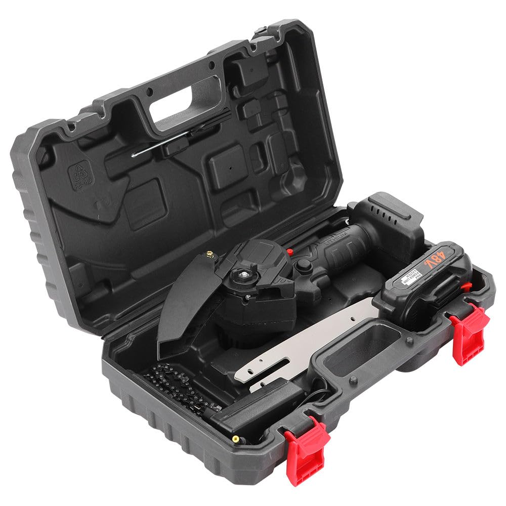 48V Cordless Chainsaw – Battery Powered Electric Chainsaw with 2 Batteries & Charger – Lightweight, Portable Chain Saw for Tree Trimming, Wood Cutting, Yard Work