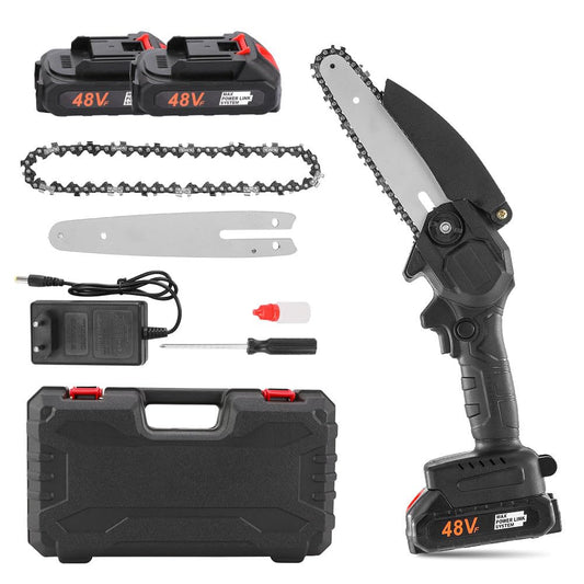 48V Cordless Chainsaw – Battery Powered Electric Chainsaw with 2 Batteries & Charger – Lightweight, Portable Chain Saw for Tree Trimming, Wood Cutting, Yard Work