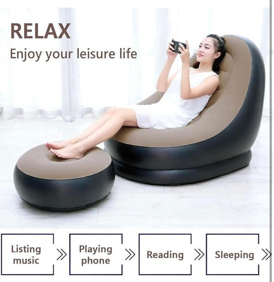 INFLATABLE RECLINER LOUNGE CHAIR WITH FOOTSTOOL