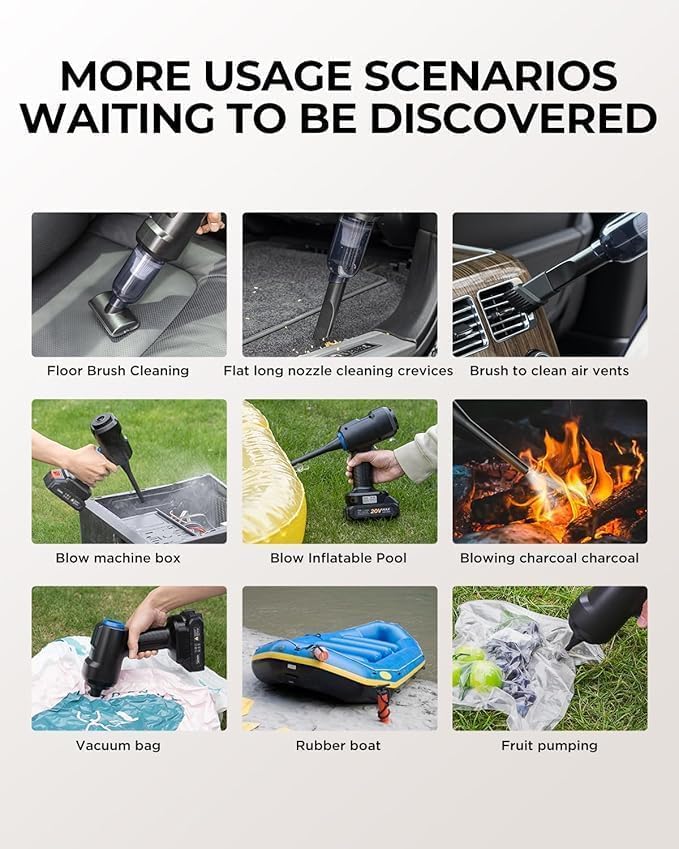 Cordless Handheld Vacuum Cleaner, Multifunction, Rechargeable with Lithium Battery, Black