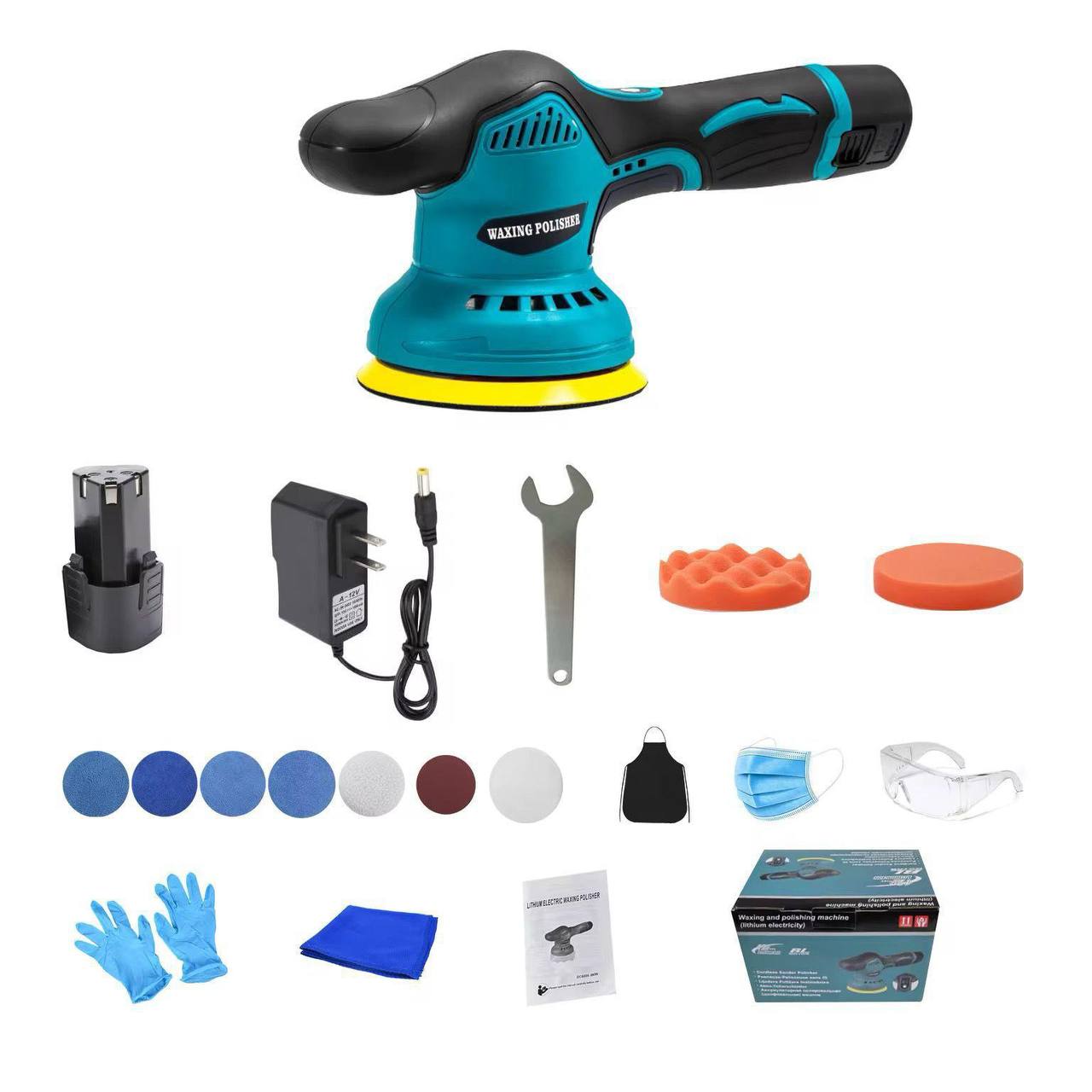 CAR POLISHER 8 GEAR SPEED SELF ADHESIVE ECCENTRIC SHAFT CORDLESS WAXING POLISHING MACHINE 110-240V