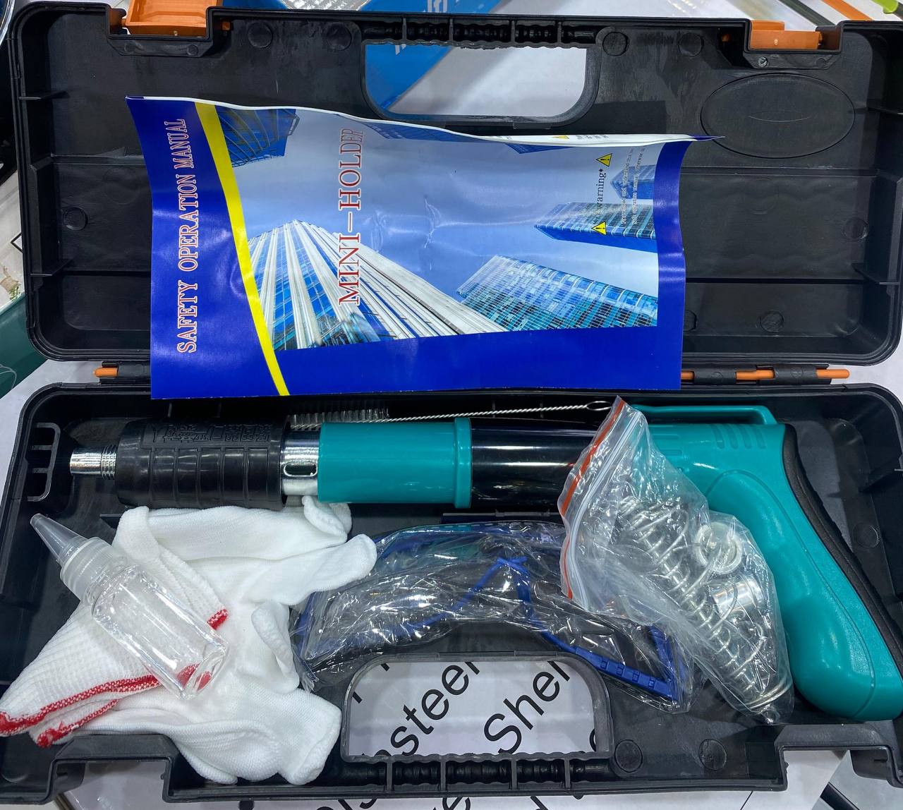 Concrete Nail Gun Kit, 5 Speed Nail Gun Nail Gun, Concrete Nail Gun for Steel & Concrete, Portable Nail Gun for Ceiling/Wire Hider with Gloves