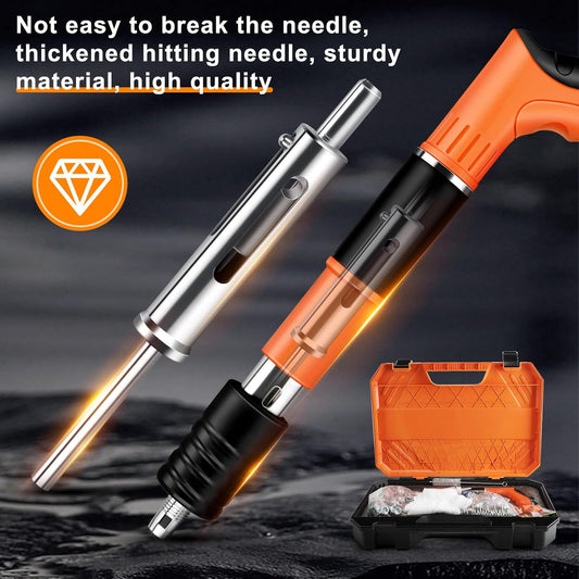 Concrete Nail Gun Kit, 5 Speed Nail Gun Nail Gun, Concrete Nail Gun for Steel & Concrete, Portable Nail Gun for Ceiling/Wire Hider with Gloves