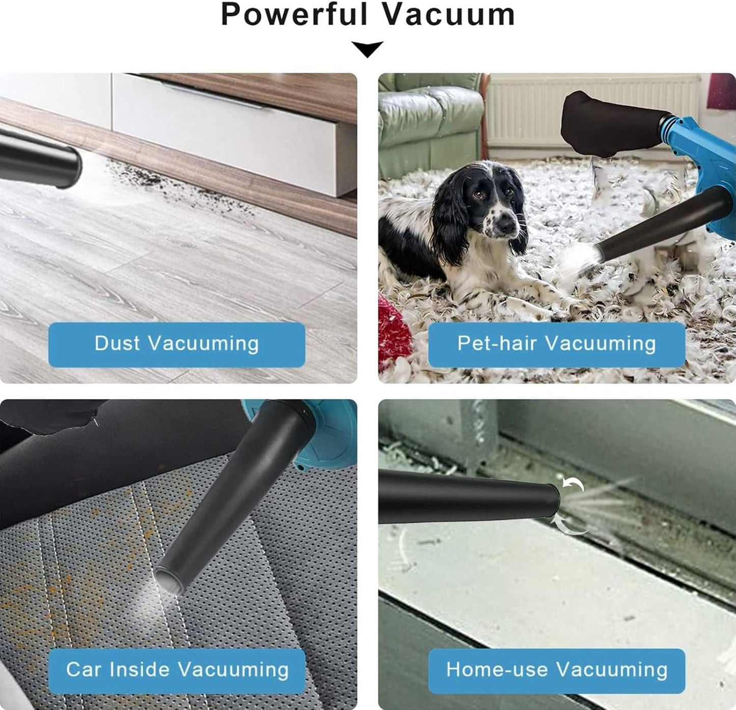 Cordless Leaf Blower with 2 Battery & Charger, 2-in-1 Electric Leaf Blower & Vacuum