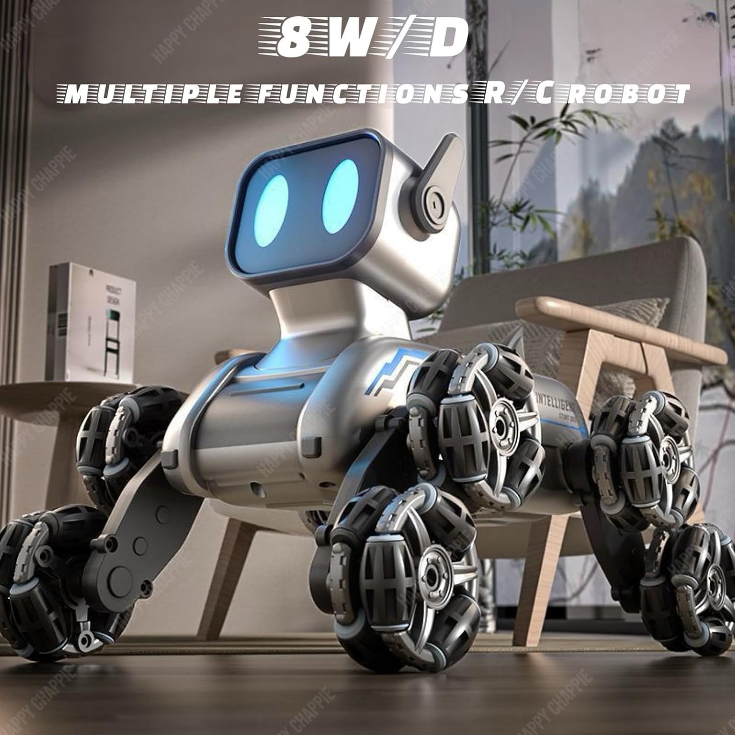 Smart RC Robot Dog Car 8WD – 2.4GHz Remote & Gesture Sensor Control, 360° Stunt Car with LED Lights & Music, Rechargeable Robot Toy