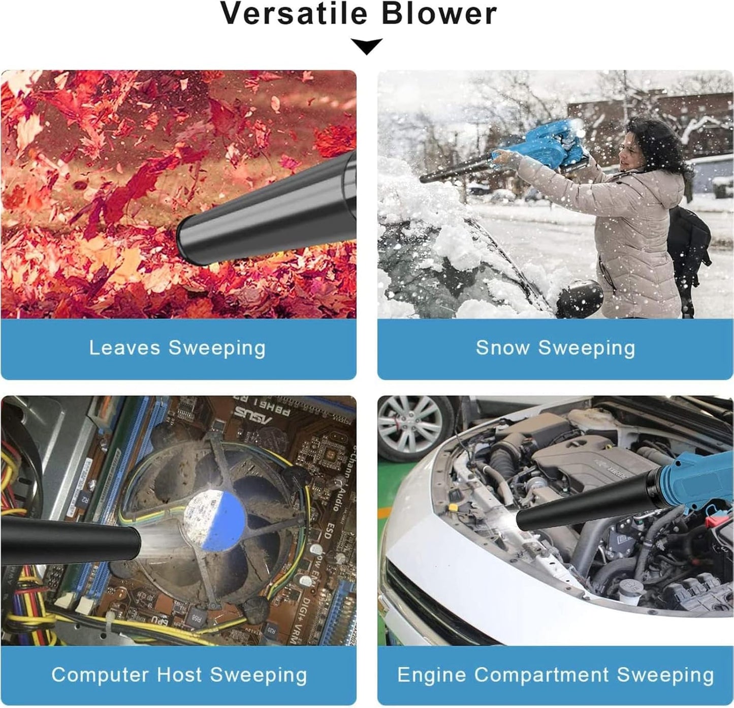 Cordless Leaf Blower with 2 Battery & Charger, 2-in-1 Electric Leaf Blower & Vacuum