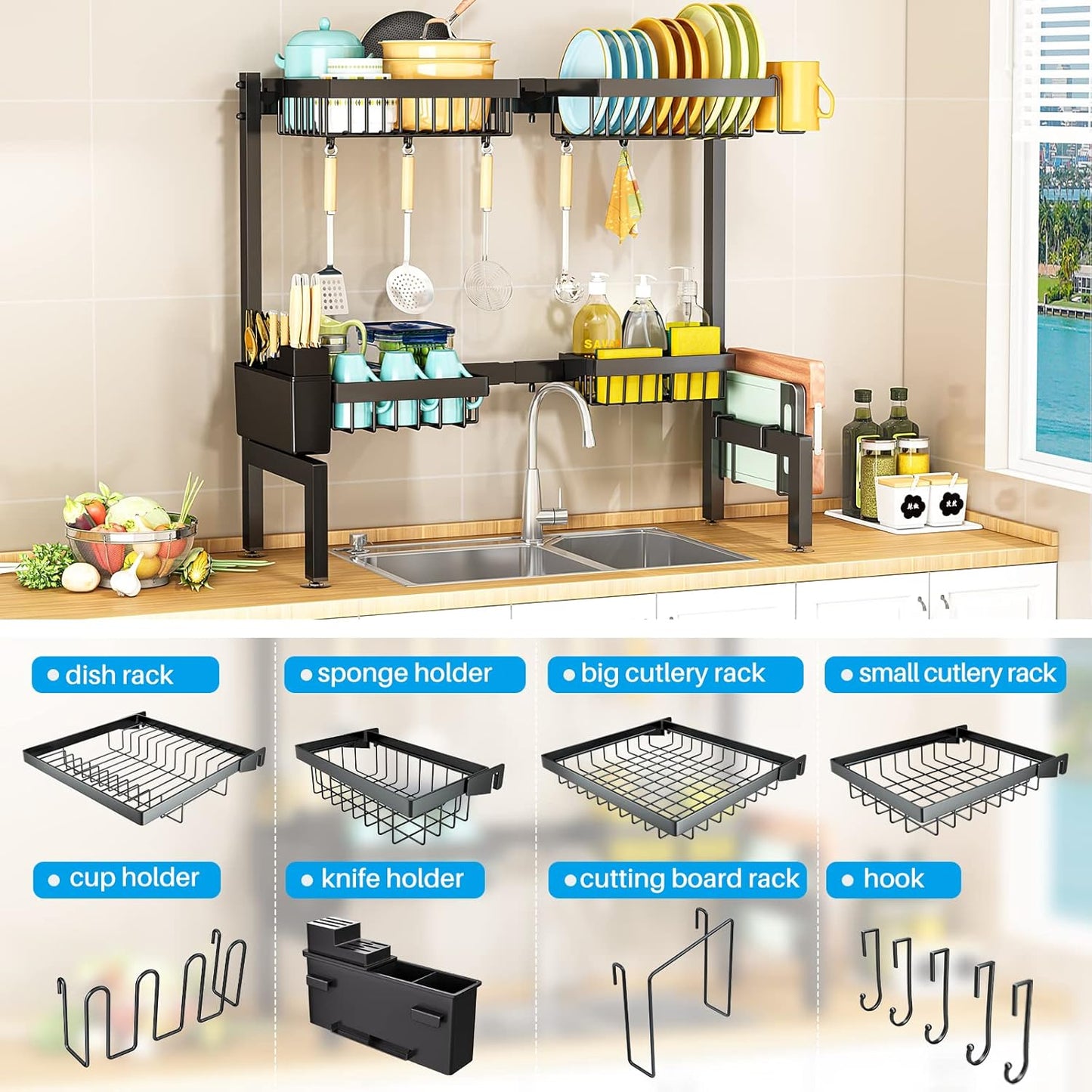 STAINLESS STEEL SINK ROLL DISH DRYING RACK