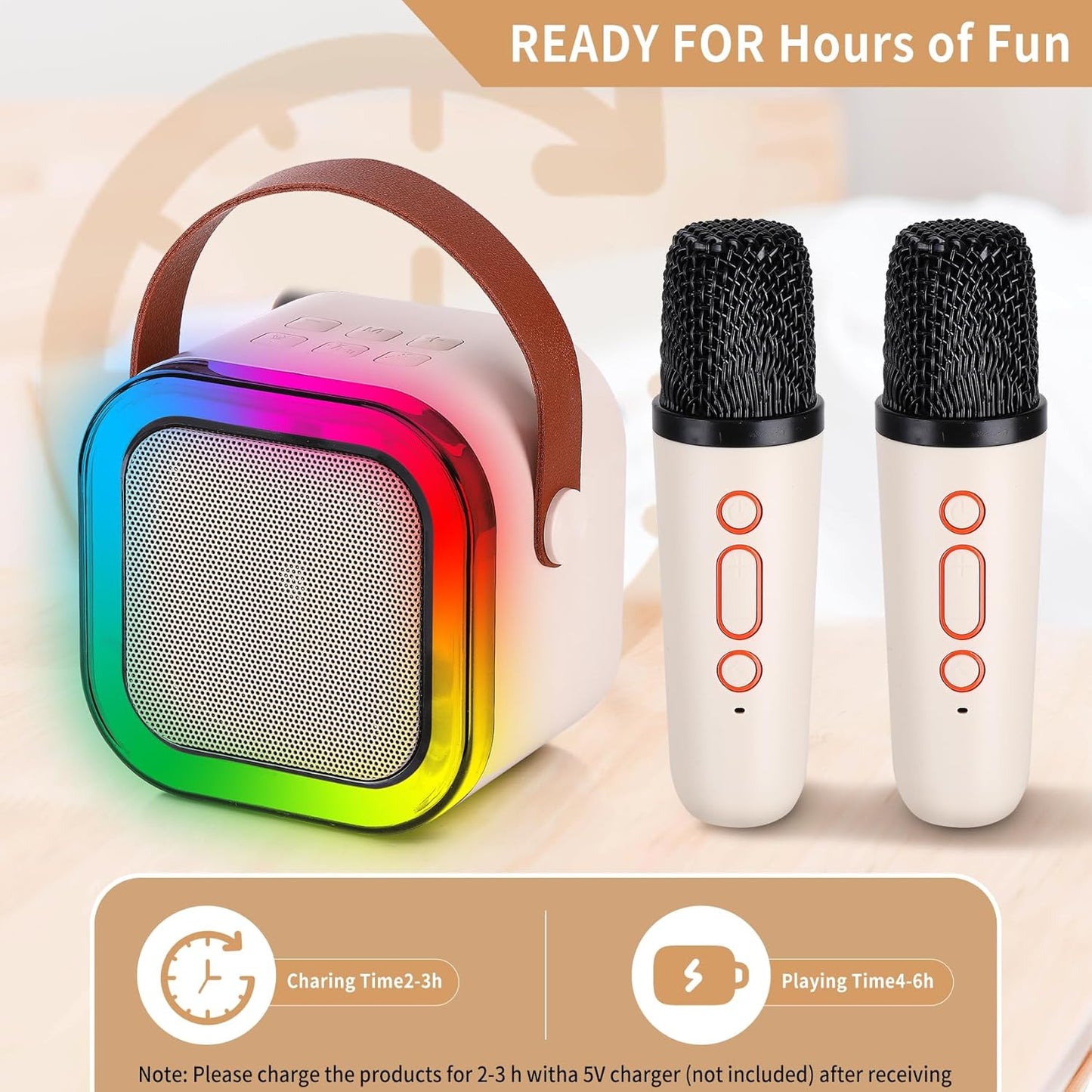 MINI CAROAKE MACHINE WITH 2 WIRELESS MICROPHONES